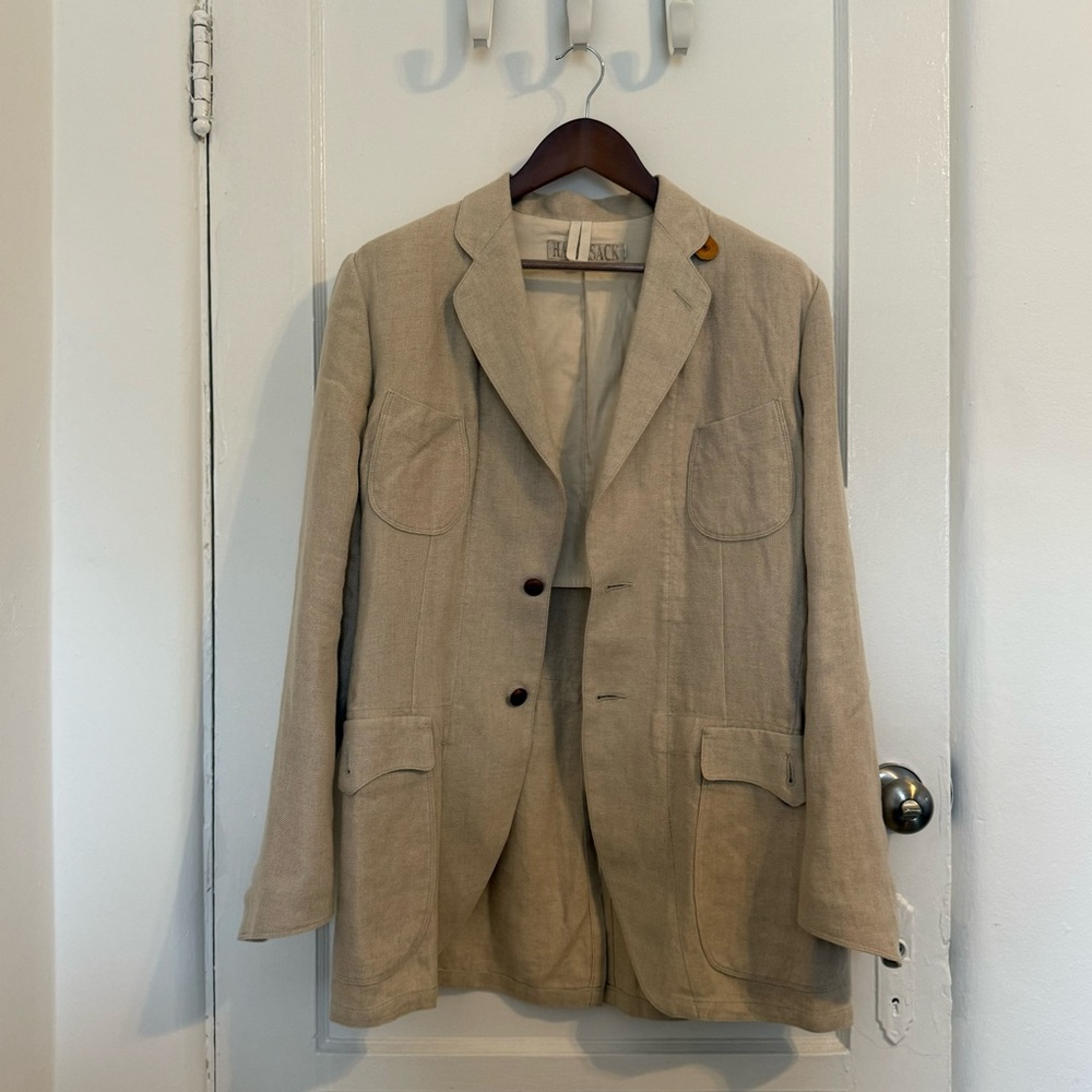 Men’s Haversack Linen Blazer Safari Jacket in neutral shades - L